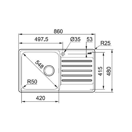ซิงค์ฝัง 1หลุม 1ที่พัก FRANKE BCX 611-86 สเตนเลส_1