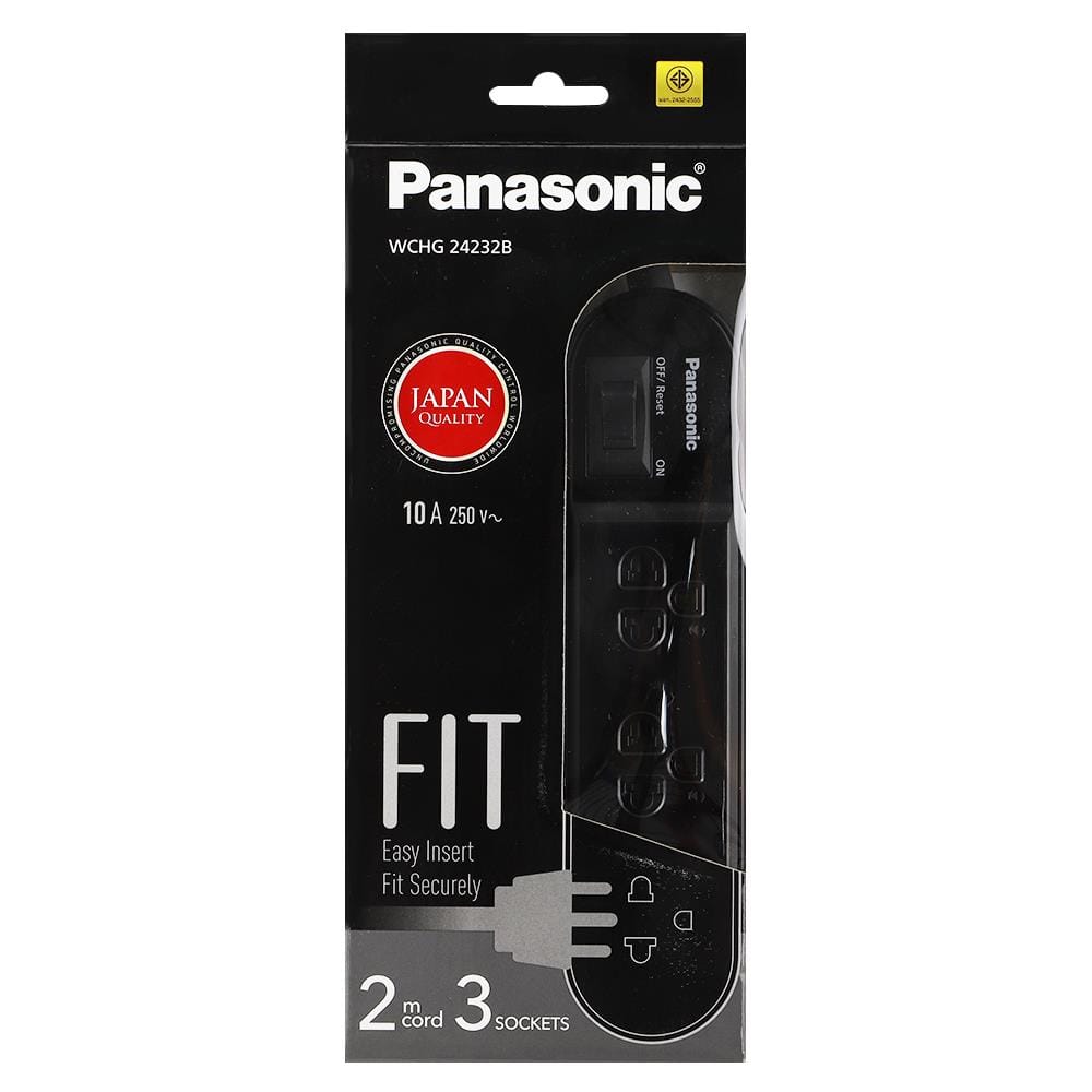 POWER STRIP PANASONIC WCHG24232B 3-OUTLET 1-SWITCH 2M BLACK