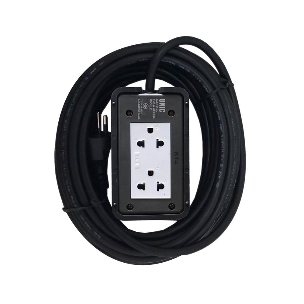 บล็อกยาง 2x4 พร้อมสาย VCT3x1.5 2 ช่อง UNIC E2-3 10 เมตร สีเทา