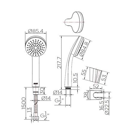ชุดฝักบัวสายอ่อน 1 ระดับ KARAT FAUCET รุ่น KS-32-231-50 สีโครม_3