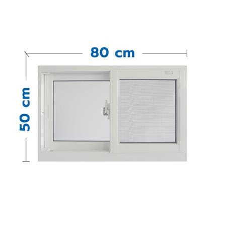 หน้าต่างบานเลื่อน อะลูมิเนียม S-S มุ้ง SANKYOALUMI J-TRUST 80X50 ซม. สีขาว_0
