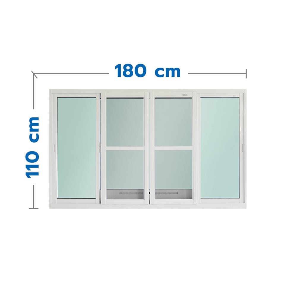 หน้าต่างบานเลื่อน อะลูมิเนียม S-F-S มุ้ง SANKYOALUMI J-TRUST VENTILATION 180x110 ซม. สีขาว