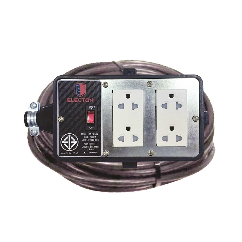 บล็อกยาง 4x4 พร้อมสาย VCT3x1.5 4ช่อง 1สวิตช์ ELECTON ERB16-SB4315 10 เมตร สีดำ