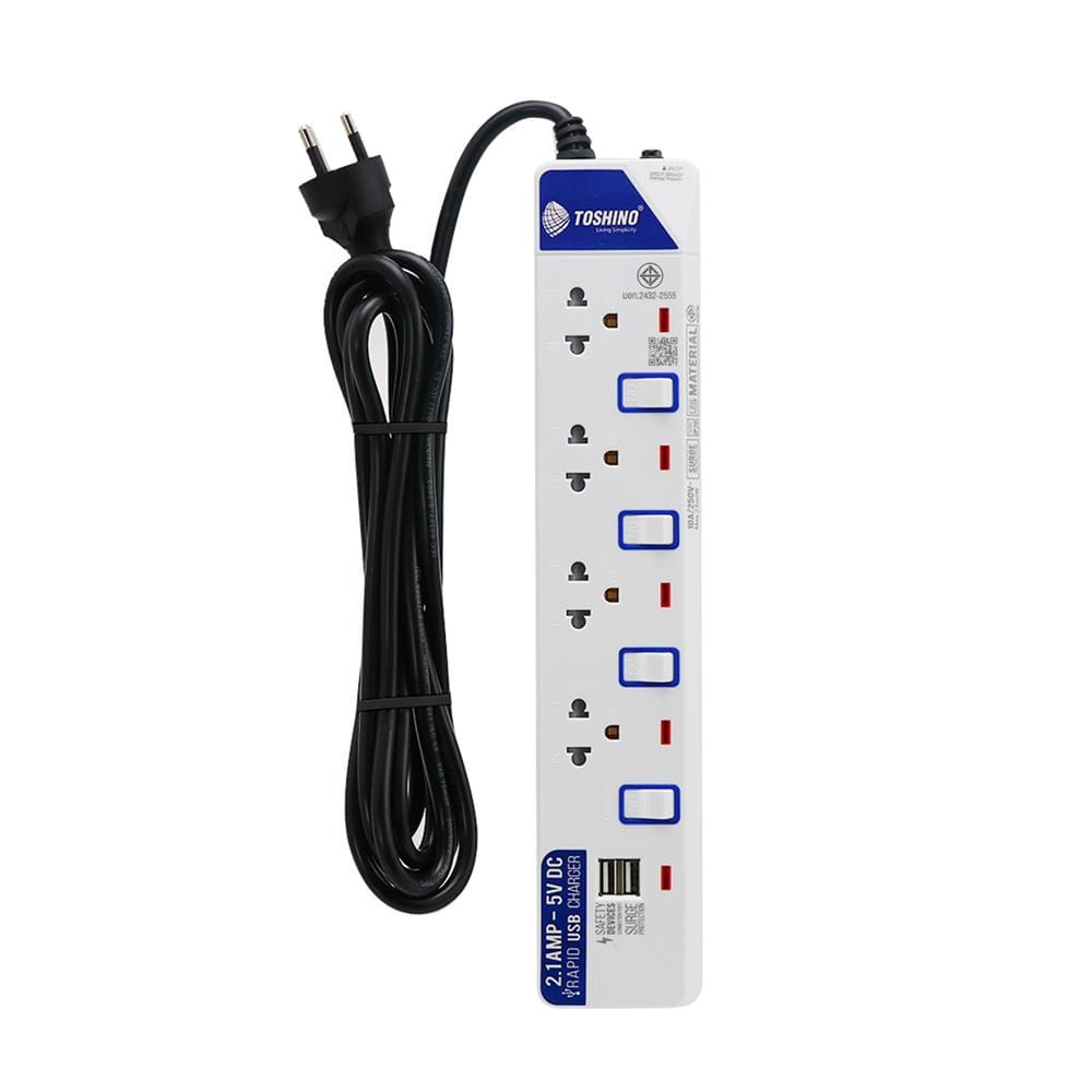 POWER STRIP TOSHINO ET-914 4-OUTLET 4-SWITCH 2-USB 3M