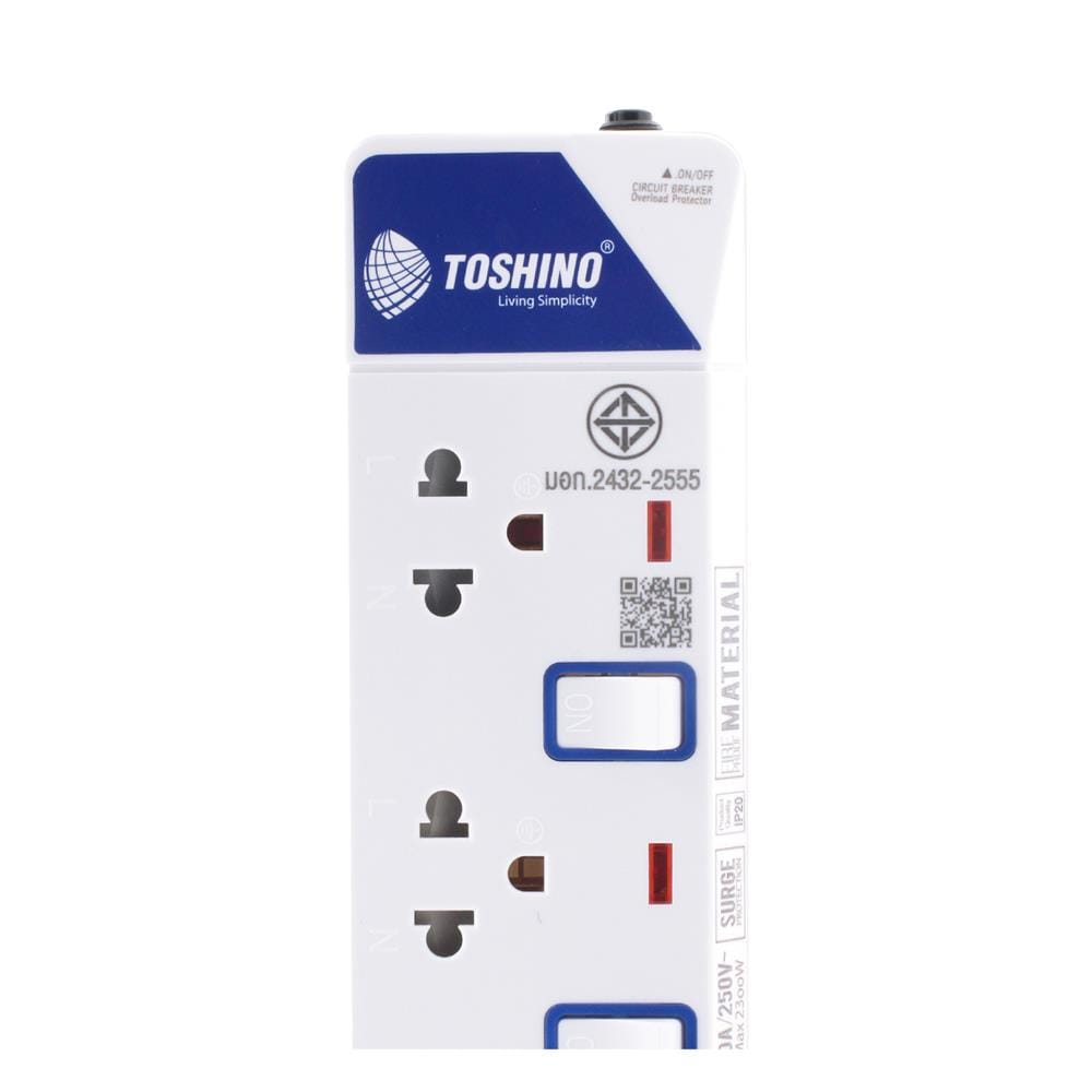 POWER STRIP TOSHINO ET-914 4-OUTLET 4-SWITCH 2-USB 3M
