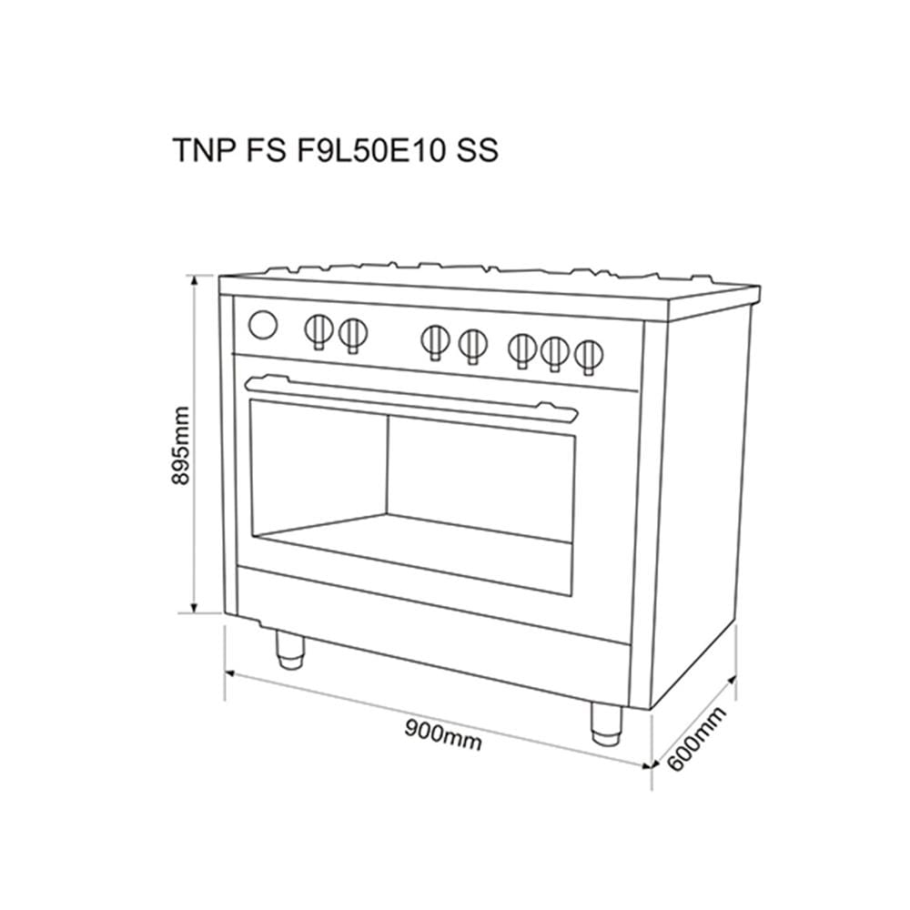 เตาปรุงอาหารแก๊ส TECNOPLUS TNP F9L50E10 SS