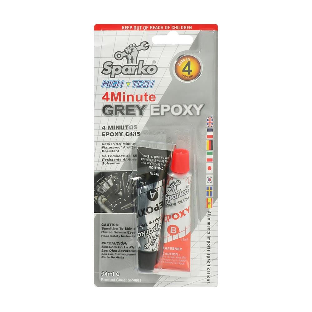 กาวอีพ็อคซี่งานเหล็ก SPARKO 34มิลลิ ลิตร สีเทา