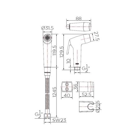ชุดสายฉีดชำระ KARAT FAUCET KA-17-321-50 โครม_2