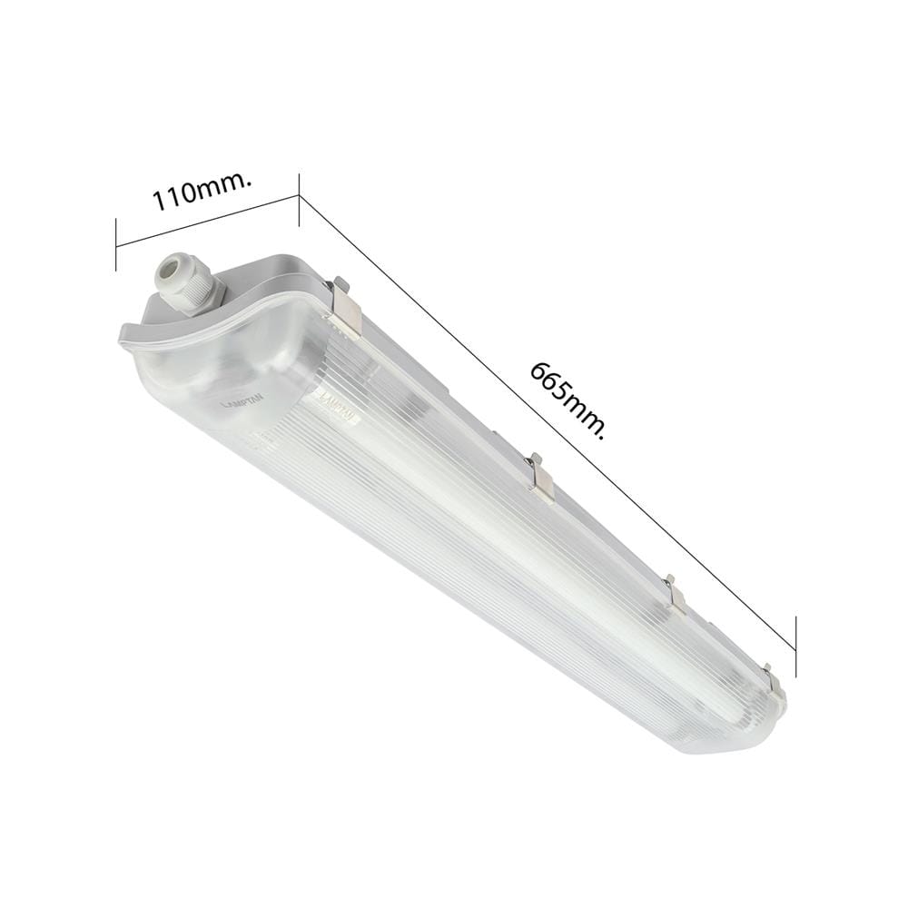 รางนีออนกันฝน LED LAMPTAN TRI PROOF SET 9 วัตต์ 2 หลอด DAYLIGHT สีขาว
