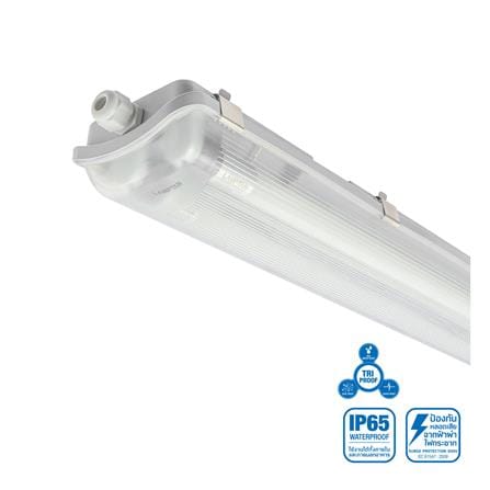รางนีออนกันฝน LED LAMPTAN TRI PROOF SET 9 วัตต์ 2 หลอด DAYLIGHT สีขาว_0