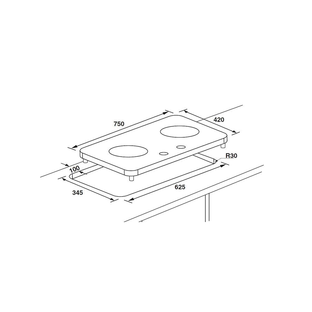 BUILT-IN GAS HOB HAFELE PHOENIX 495.06.097 75CM