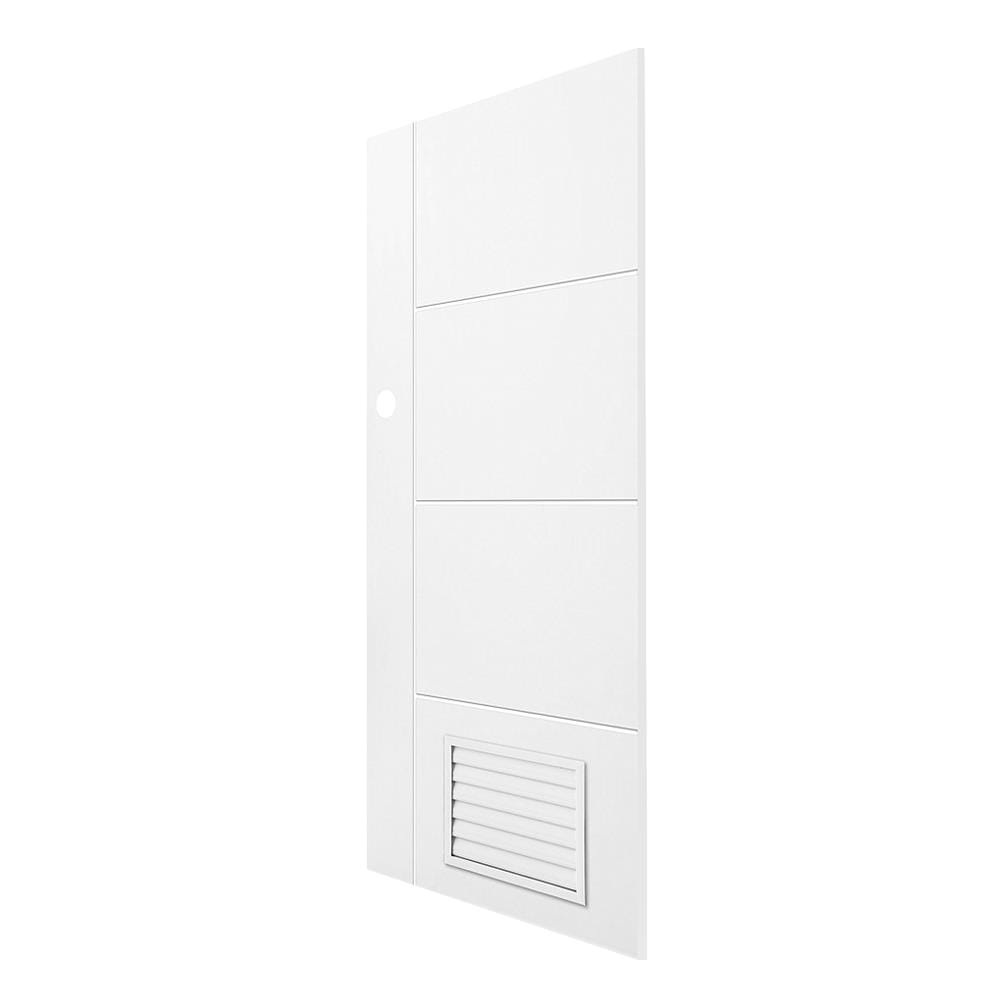 ประตูห้องน้ำ UPVC AZLE PZLS02 เกล็ด 70X200 ซม. สีขาว เจาะลูกบิด