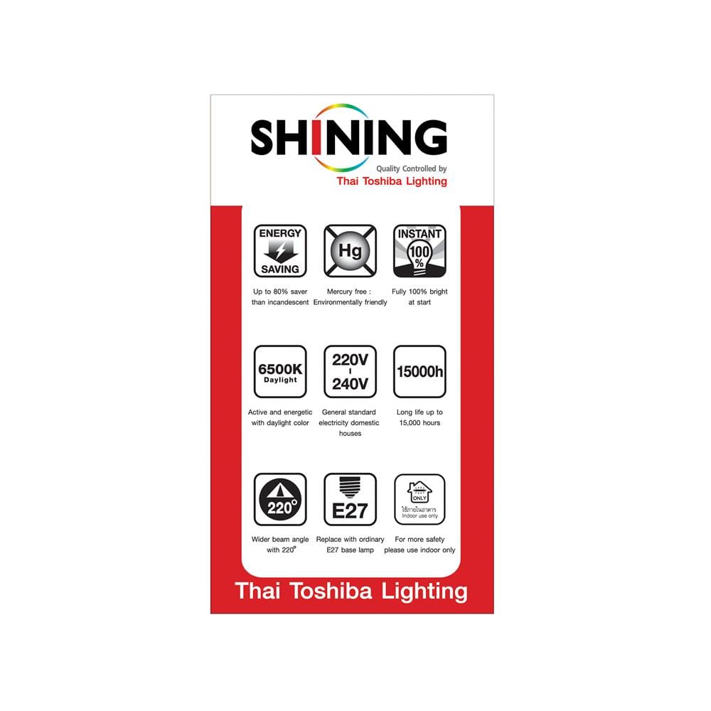 หลอด LED SHINING A60 9 วัตต์ DAYLIGHT แพ็ก 2 ชิ้น