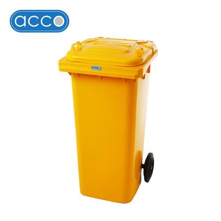 ถังขยะเหลี่ยม ฝาเปิด-ปิด มีล้อ ACCO 120L สีเหลือง_0