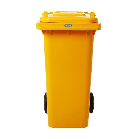ถังขยะเหลี่ยม ฝาเปิด-ปิด มีล้อ ACCO 120L สีเหลือง_1
