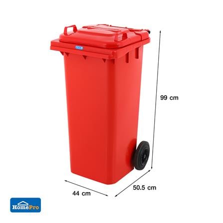 ถังขยะเหลี่ยม ฝาเปิด-ปิด มีล้อ ACCO 120L สีแดง_6