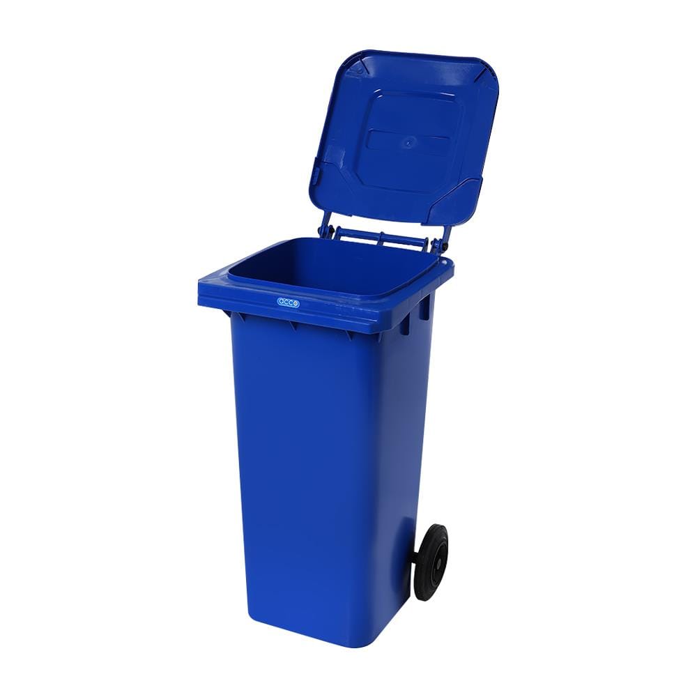 ถังขยะเหลี่ยม ฝาเปิด-ปิด มีล้อ ACCO 120L สีน้ำเงิน