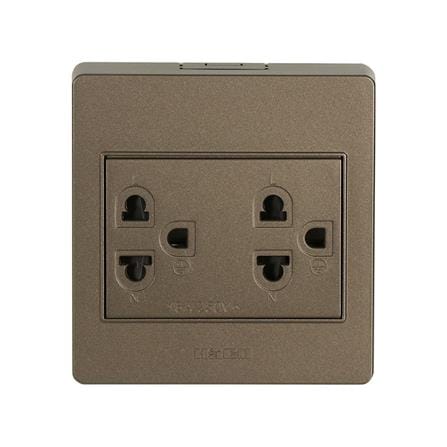ชุดเต้ารับคู่ 3 ขา HACO M3N-E20-CC สีช็อคโก