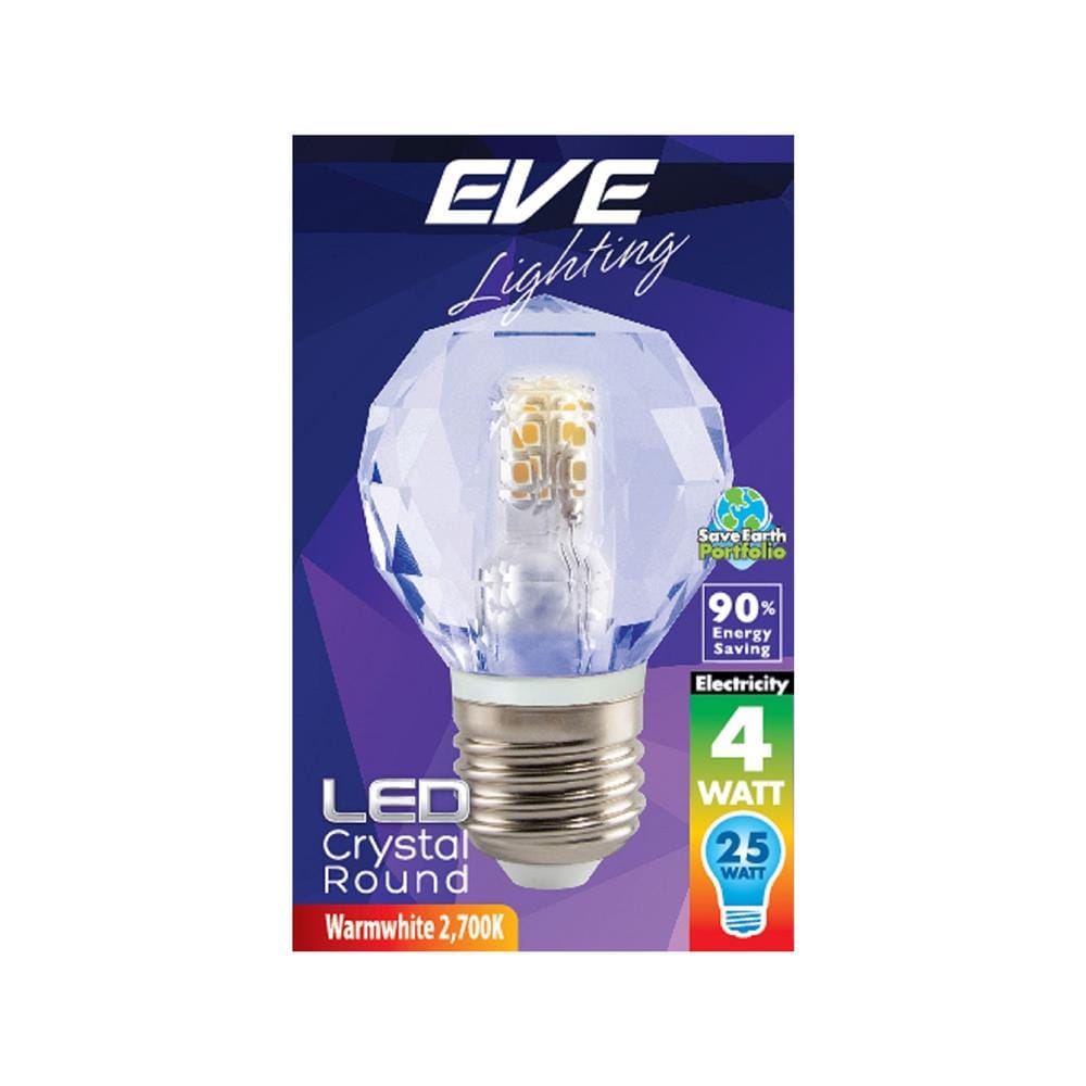 หลอด LED EVE CRYSTAL ROUND 4 วัตต์ WARM WHITE E27