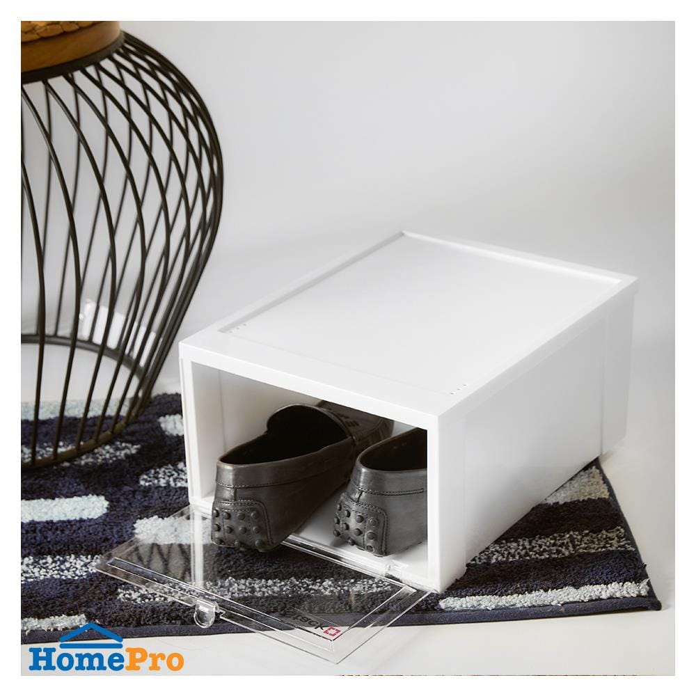 กล่องรองเท้าฝาหน้า STACKO 28X35X17 ซม. สีขาว