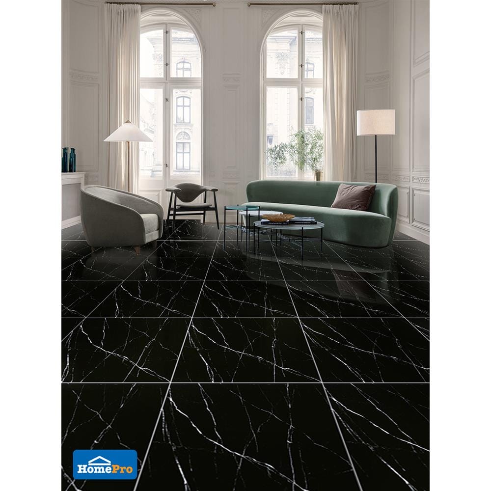 กระเบื้องพื้น 60x60 ซม. เทเดน ดำ 1.44M2