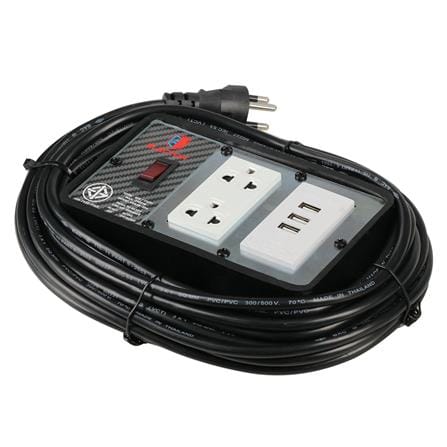 บล็อกยาง 4x4 พร้อมสาย VCT3x1 2 ช่อง 3 USB ELECTON ERB10-USB4310 10 เมตร สีสีดำ_0