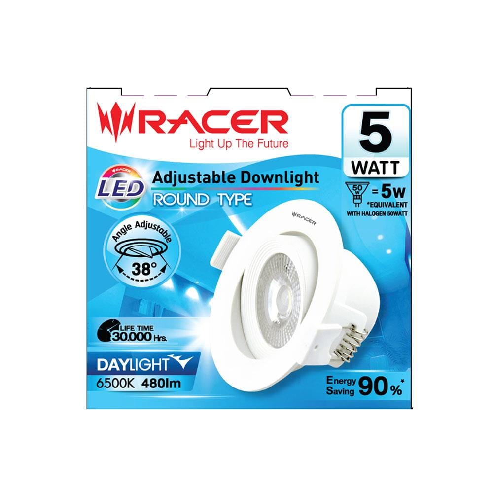 ดาวน์ไลท์ LED RACER ADJUSTABLE ROUND 4 นิ้ว 5 วัตต์ DAYLIGHT สีขาว