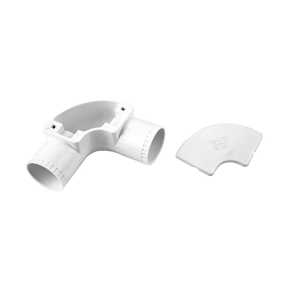 ข้องอ 90 ฝาเปิด PVC HACO 32 มม. สีขาว