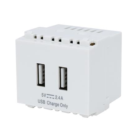 เต้ารับ USB PHILIPS 2 ช่อง LEAF 2.4 แอมแปร์ สีขาว_1