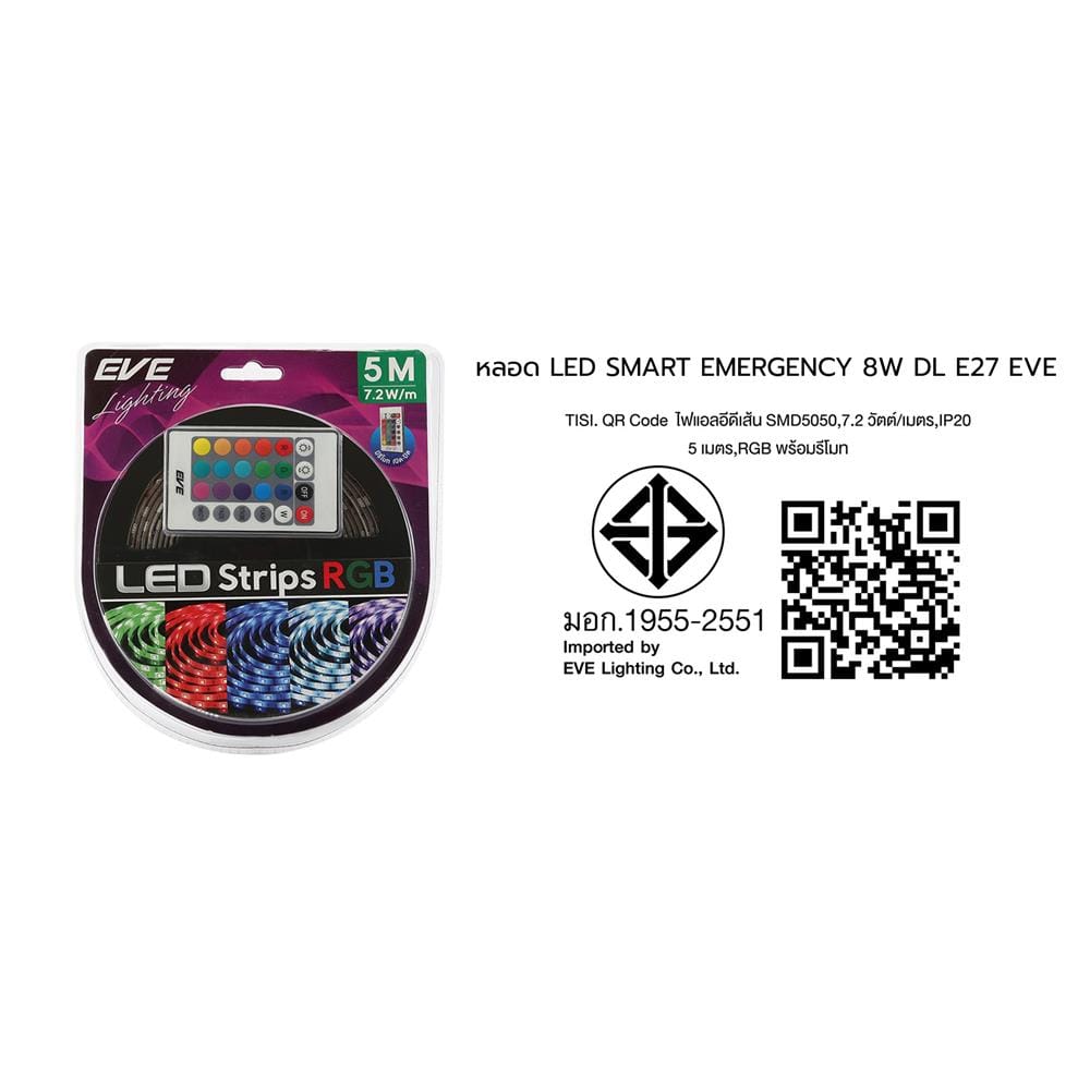 ไฟเส้น LED EVE STRIP 5050 7.2 วัตต์/ม. 5 ม. RGB IP20