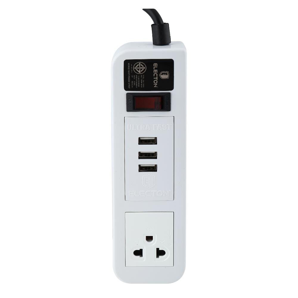 รางปลั๊กไฟ 1 ช่อง 1 สวิตซ์ 3 USB ELECTON EP-A101 1 ม. สีขาว