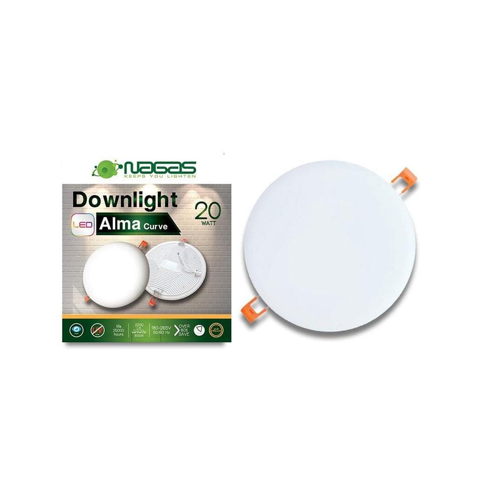 ดาวน์ไลท์ LED NAGAS DWL CURVE 7 นิ้ว 20 วัตต์ WARM WHITE สีขาว