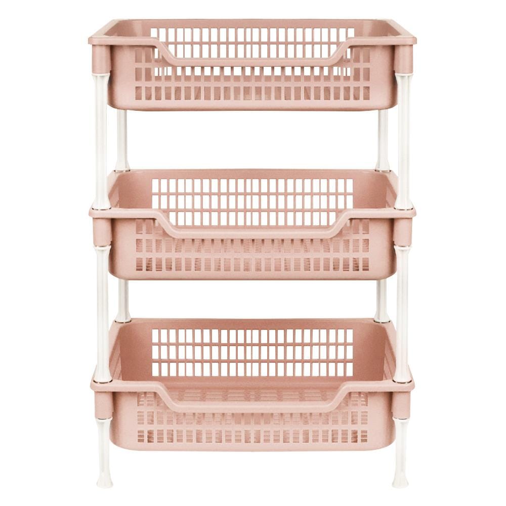 ชั้นวางของพลาสติก 3 ชั้น API ECO FRIENDLY สีชมพู