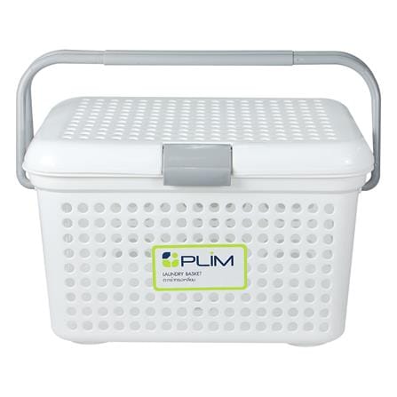 ตะกร้าผ้าเหลี่ยมมีฝาหูหิ้ว PLIM 2540 SIZE M สีขาว_1