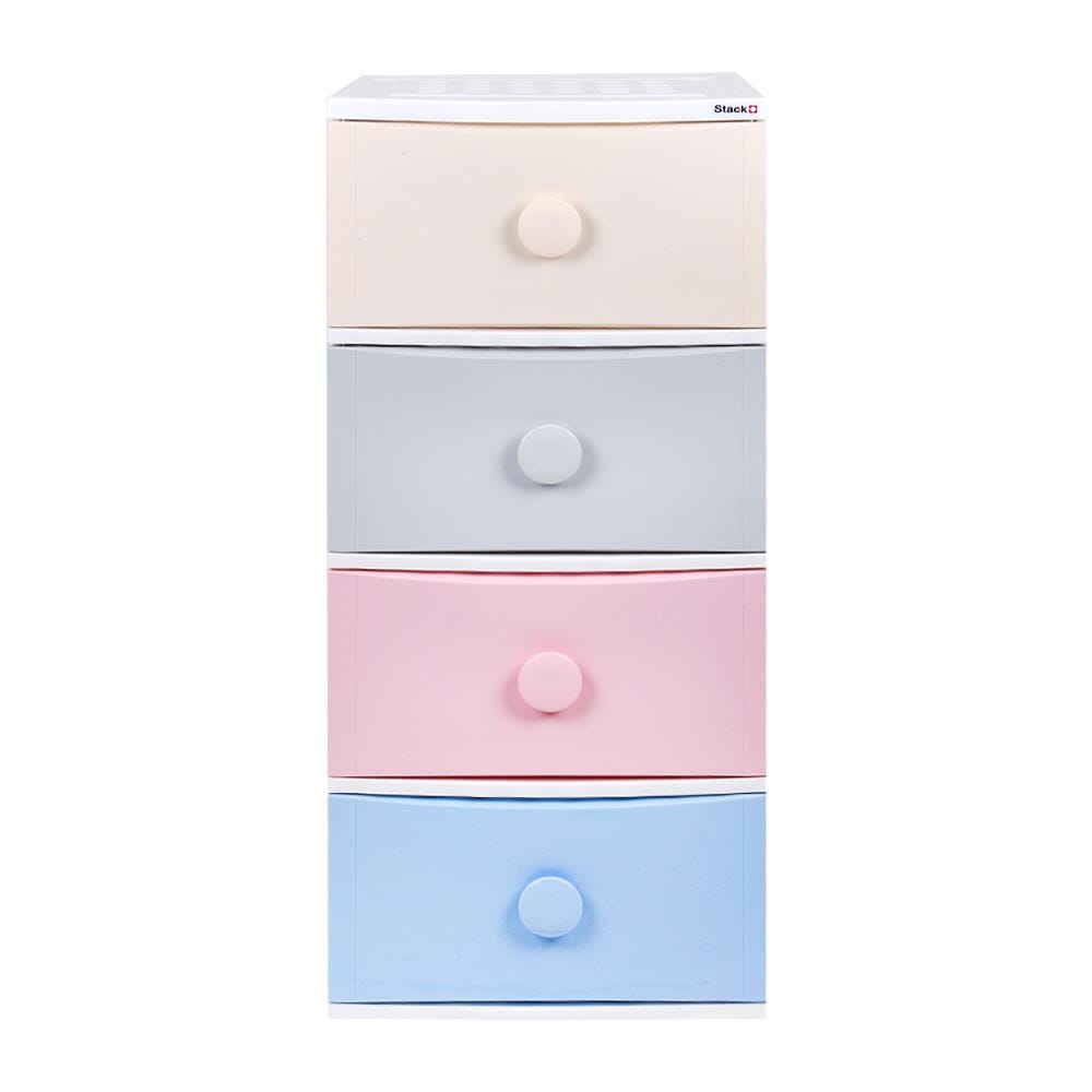 ตู้ลิ้นชัก 4 ชั้น มีล้อ STACKO C15 56x45x125 ซม. สีพาสเทล