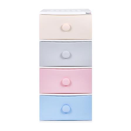 ตู้ลิ้นชัก 4 ชั้น มีล้อ STACKO C15 56x45x125 ซม. สีพาสเทล_1