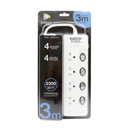 รางปลั๊กไฟ 4 ช่อง 4 สวิตช์ ELECKTA ET443M-SCL 3 ม._2