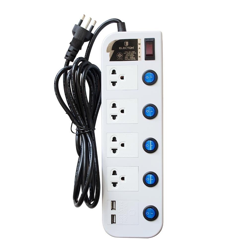 รางปลั๊กไฟ 4 ช่อง 6 สวิตช์ 2 USB ELECTON EP-GS4603 3 ม.