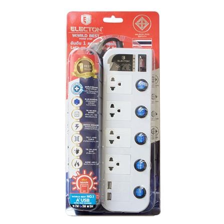 รางปลั๊กไฟ 4 ช่อง 6 สวิตช์ 2 USB ELECTON EP-GS4603 3 ม._2