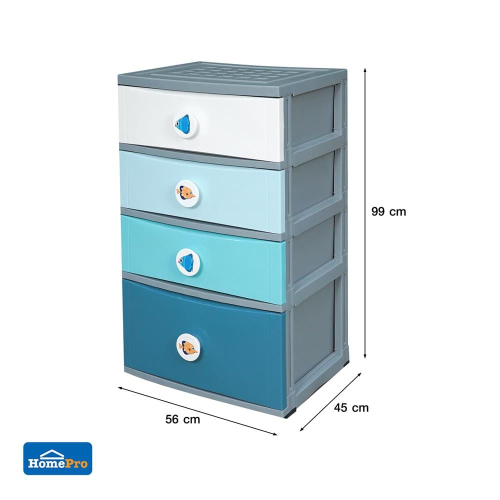 ตู้ลิ้นชัก 4 ชั้น ME LIVING B56 โอเชี่ยน 56X45X99 ซม. สีฟ้า