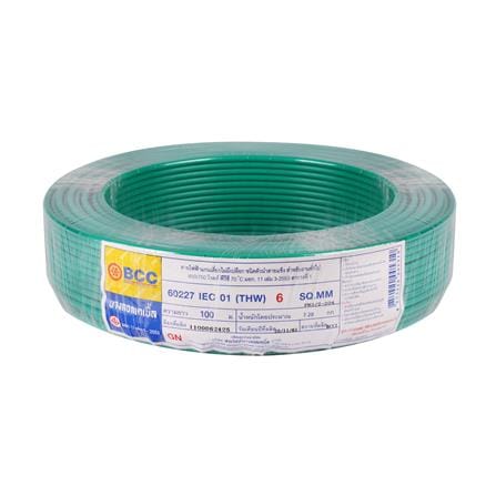 สายไฟ THW IEC01 BCC 1X6 ตร.มม. 100 ม. สีเขียว_0