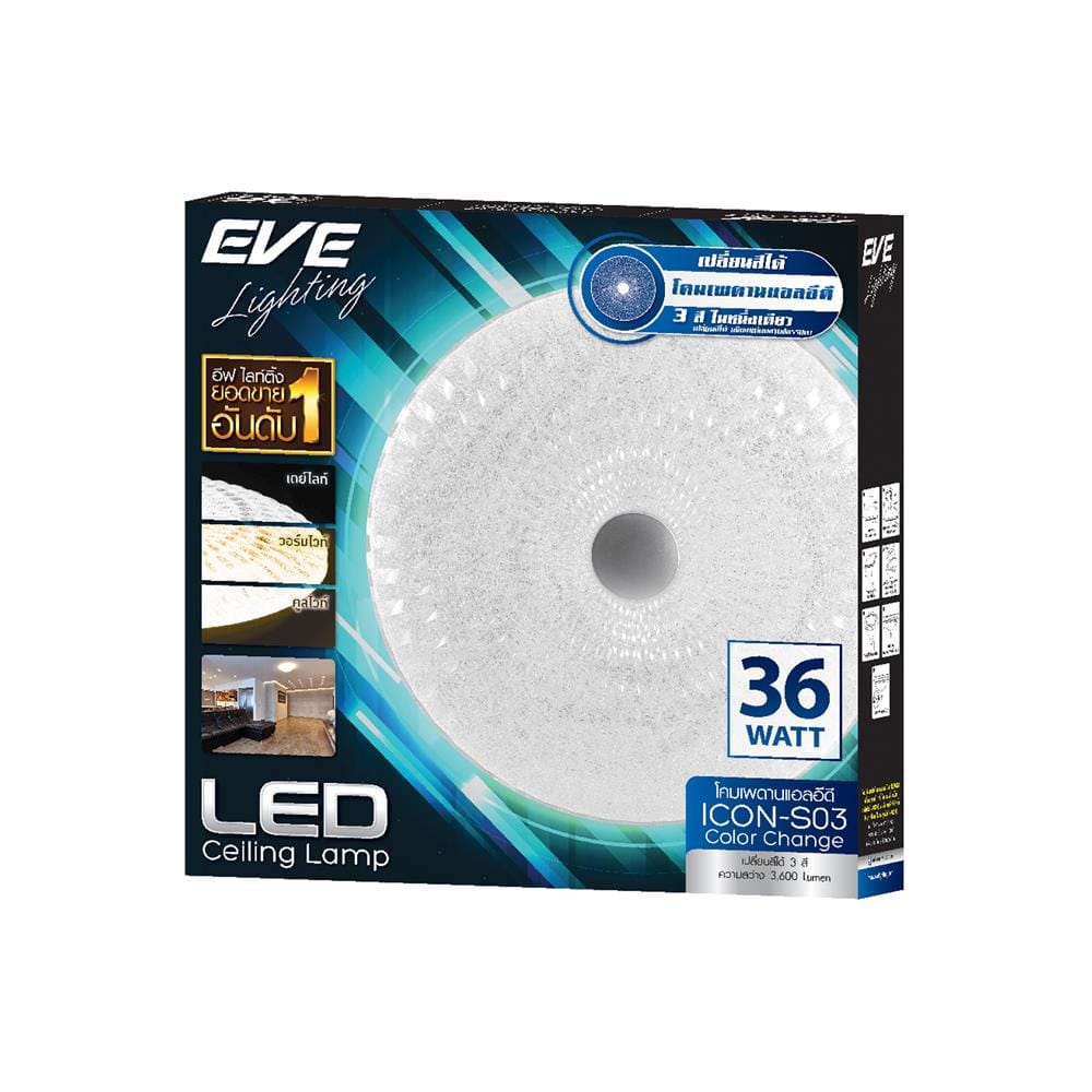 ไฟเพดาน LED EVE 583412 16 นิ้ว 36 วัตต์ DAYLIGHT/COOL WHITE/WARM WHITE สีขาว
