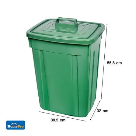 ถังขยะเหลี่ยม ฝาเปิด-ปิด ACCO 42L สีเขียว_1