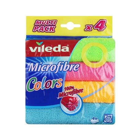 ผ้าไมโครไฟเบอร์เก็บฝุ่น VILEDA 19x22cm แพ็ค4 หลากส...