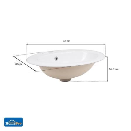 อ่างล้างหน้าแบบฝังบนเคาน์เตอร์  MOYA LX-6109 สีขาว_5