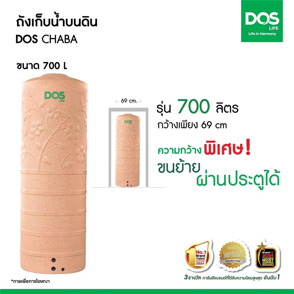 ถังเก็บน้ำ DOS CHABA NANO 700 ลิตร สี PINK GOLD