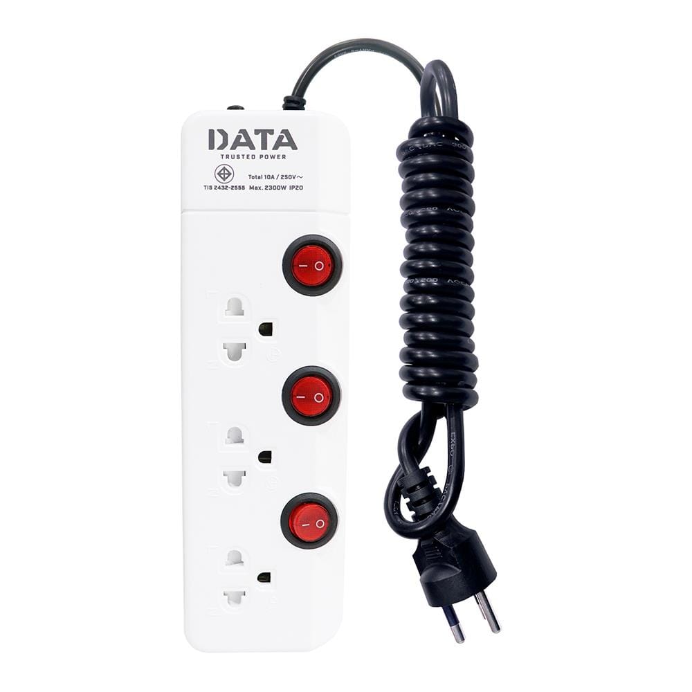 รางปลั๊กไฟ 3 ช่อง 3 สวิตช์ DATA HM3359 3 ม.