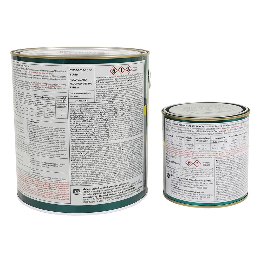 สีทาทับหน้าอีพ็อกซี่ TOA FLOORGUARD 100 PART A+B BASE D สีขาว 1 แกลลอน
