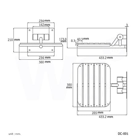 เก้าอี้อาบน้ำติดผนังพับได้ WS DC-001_1