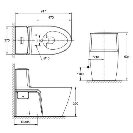 สุขภัณฑ์ 1 ชิ้น AMERICAN STANDARD 2007TSC-WT-0 2.6/4 ลิตร สีขาว_1
